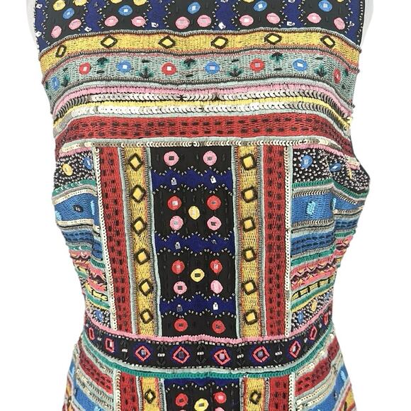Alice and Olivia Malin Embellished Beaded Embroidered Dress Multicolor Size 8 - Picture 5 of 11